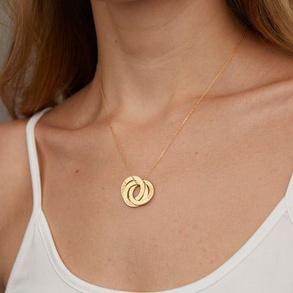Macro detail of the Multi-Name Necklace with Round Pendants showcasing craftsmanship in 18K Gold Vermeil.