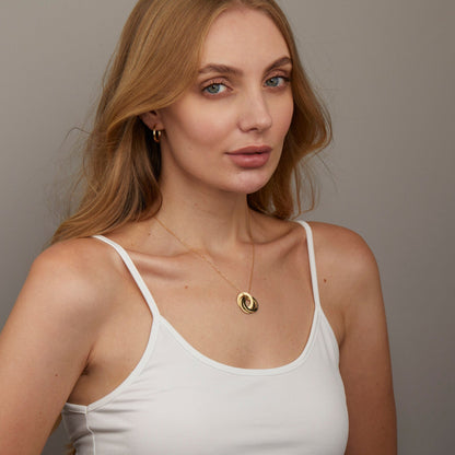 The Multi-Name Necklace with Round Pendants worn in 18K Gold Vermeil — refined accessory for women. Safe for sensitive skin.