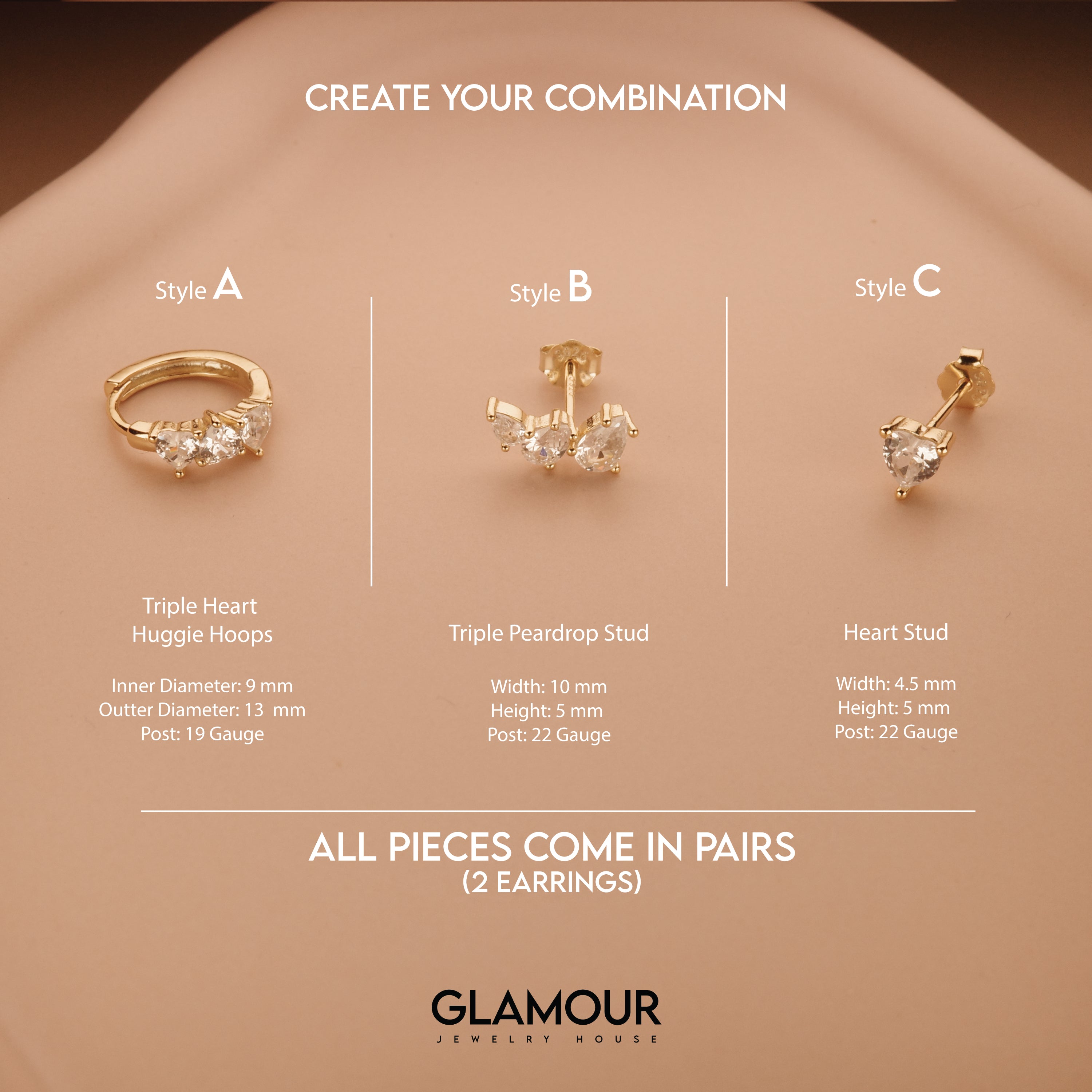 The Multi-Pearl Glam Ear Cluster styled in 18K Gold Vermeil — elegant everyday jewelry. Hypoallergenic for sensitive ears.