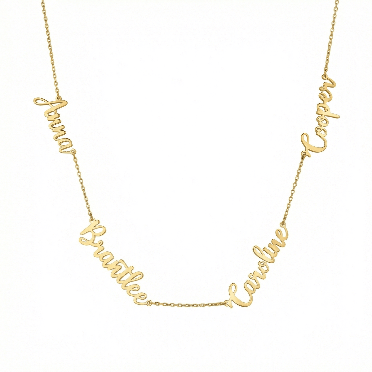 Multiple Name Necklace in 18K Gold Vermeil. Tarnish-resistant, perfect for daily wear.