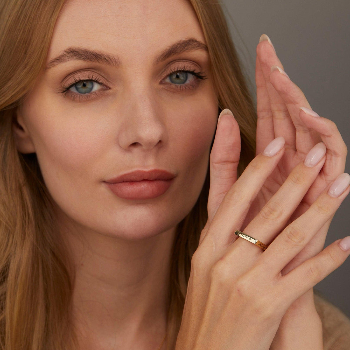 The Multiple Name Ring as a mother's day gift in 18K Gold Vermeil. Tarnish-resistant, made for keeping.
