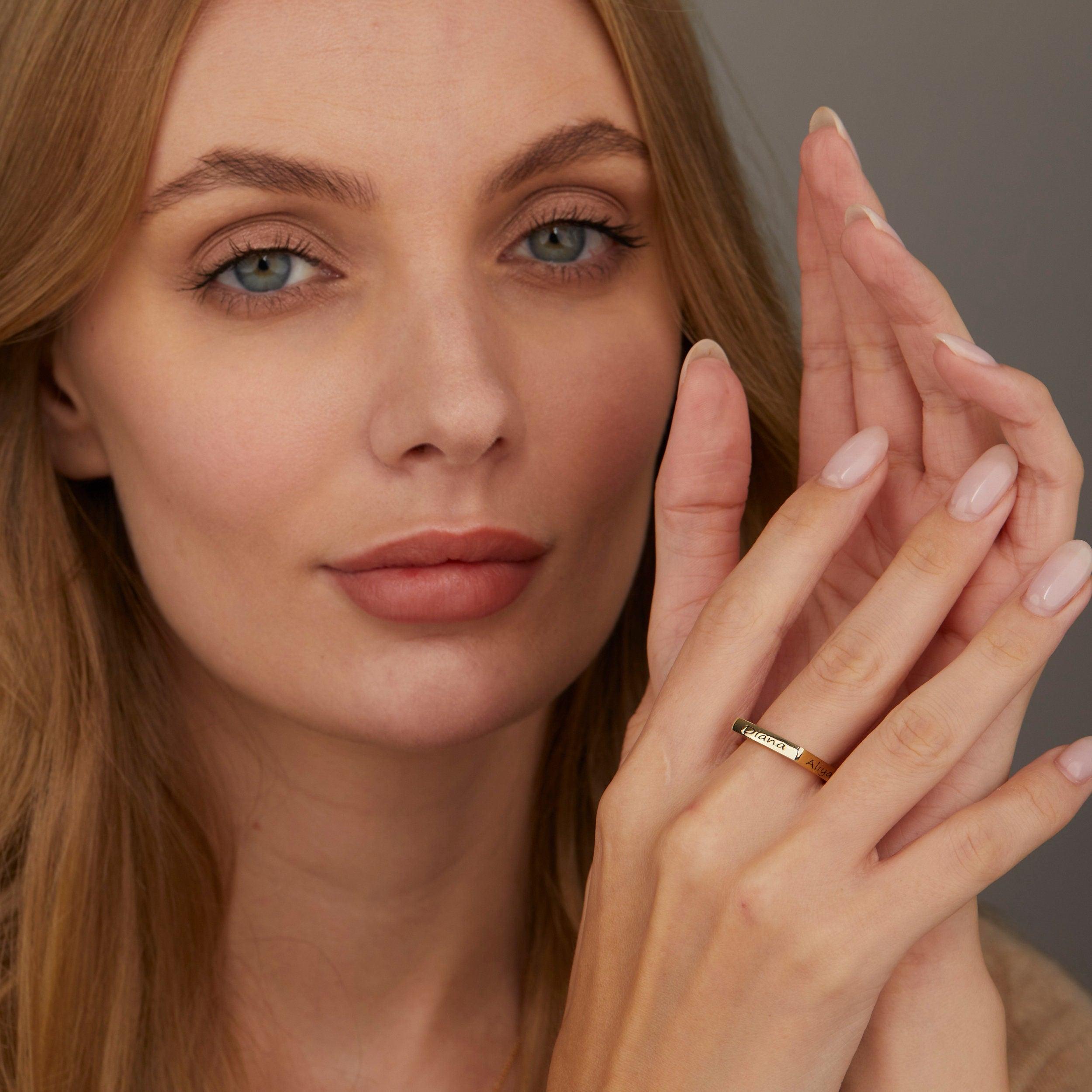 The Multiple Name Ring as a mother's day gift in 18K Gold Vermeil. Tarnish-resistant, made for keeping.