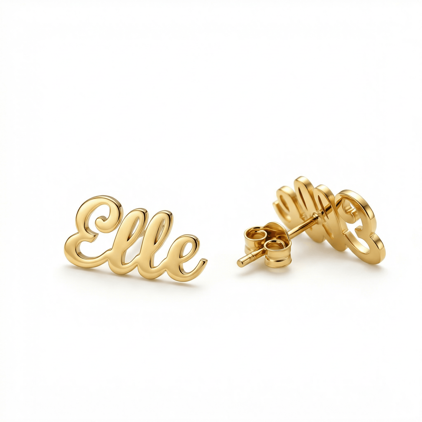 Name Earring in 18K Gold Vermeil. No green marks, perfect for daily wear.