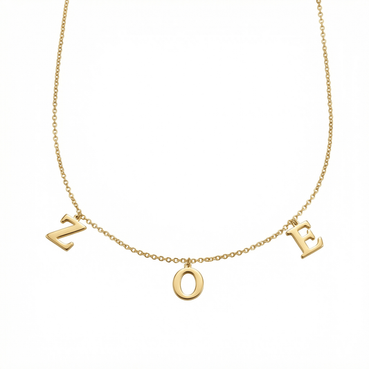 Name Necklace in 18K Gold Vermeil. Tarnish-resistant, perfect for daily wear.