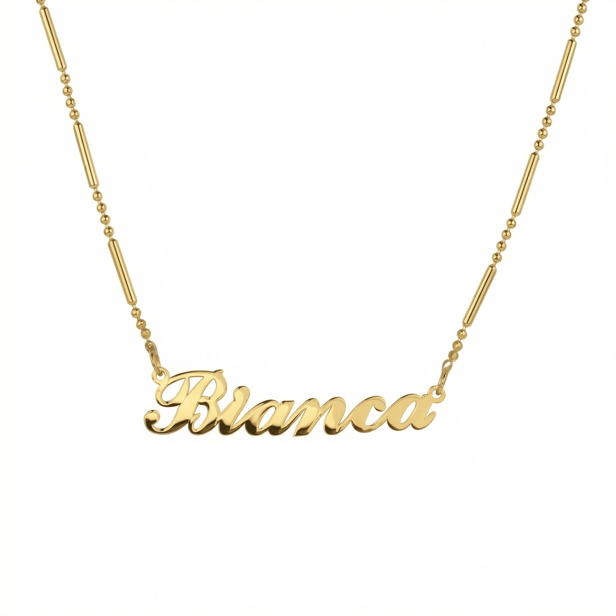 Name Necklace with Italian Chain in 18K Gold Vermeil. Tarnish-resistant, perfect for daily wear.