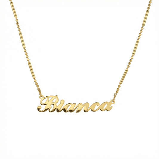Name Necklace with Italian Chain in 18K Gold Vermeil. Tarnish-resistant, perfect for daily wear.