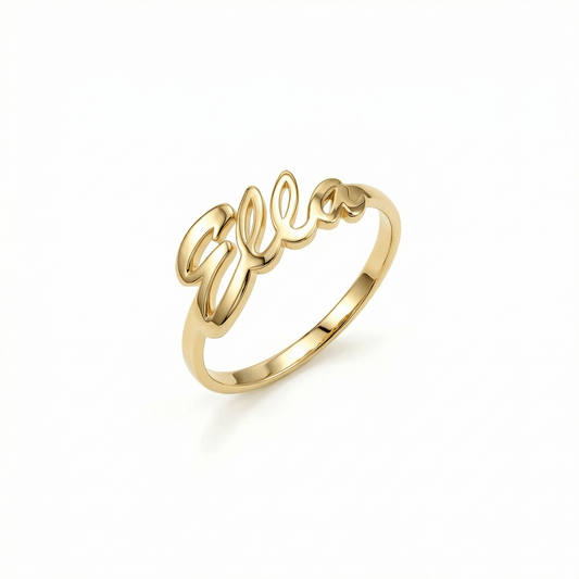 Name Ring in 18K Gold Vermeil. Tarnish-resistant, perfect for daily wear.