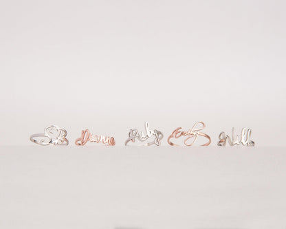 The Name Ring styled in 18K Gold Vermeil — elegant everyday jewelry. Tarnish-resistant.