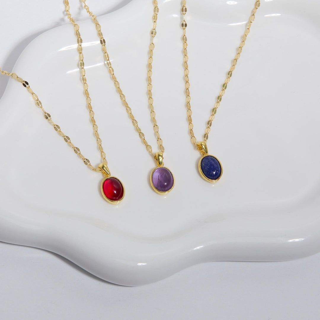 Natural Birthstone Necklace as a thoughtful birthday gift in 18K Gold Vermeil with Birthstone and CZ Diamond.