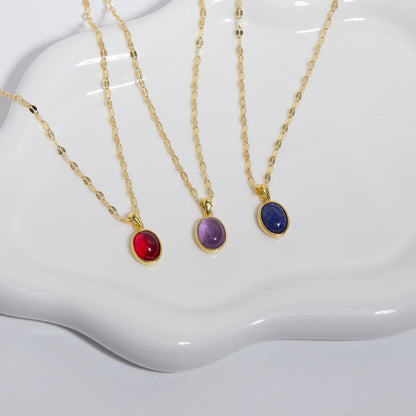 Natural Birthstone Necklace as a thoughtful birthday gift in 18K Gold Vermeil with Birthstone and CZ Diamond.