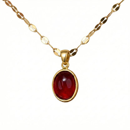 Natural Birthstone Necklace in 18K Gold Vermeil with Birthstone and CZ Diamond. Tarnish-resistant, perfect for daily wear.