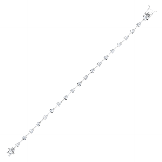 1.03 ct tw natural diamond baguette teardrop station bracelet in 14K white gold, the whole bracelet with its box clasp