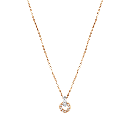 Natural diamond open circle pendant necklace in 18K rose gold on a fine chain, front view