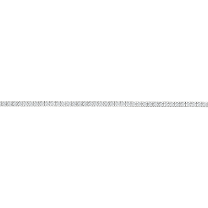 Close view of the square four-claw links of the natural diamond tennis bracelet in 14K white gold