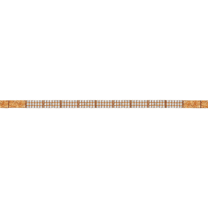 Close view of the three-row pavé diamond links and the engraved rose gold links of the bracelet