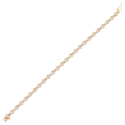 1.18 ct natural diamond two-tone link bracelet in 14K rose gold with white-gold diamond channels, full length