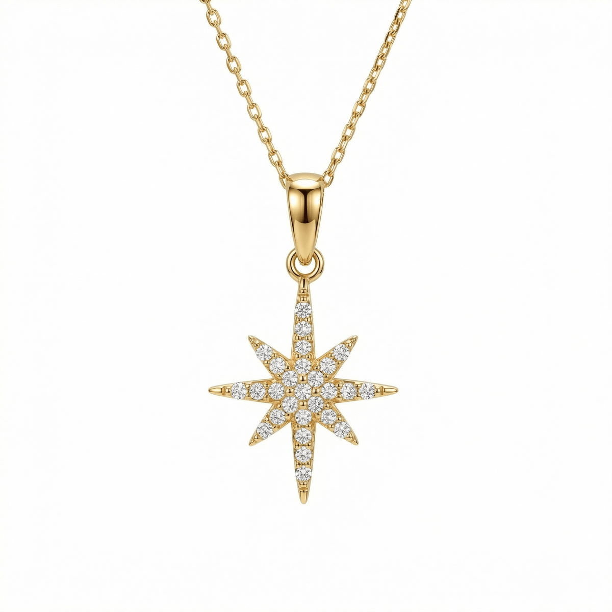 North Star Necklace in 18K Gold Vermeil. Tarnish-resistant, perfect for daily wear.