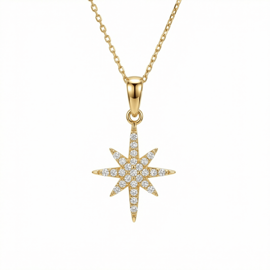 North Star Necklace in 18K Gold Vermeil. Tarnish-resistant, perfect for daily wear.