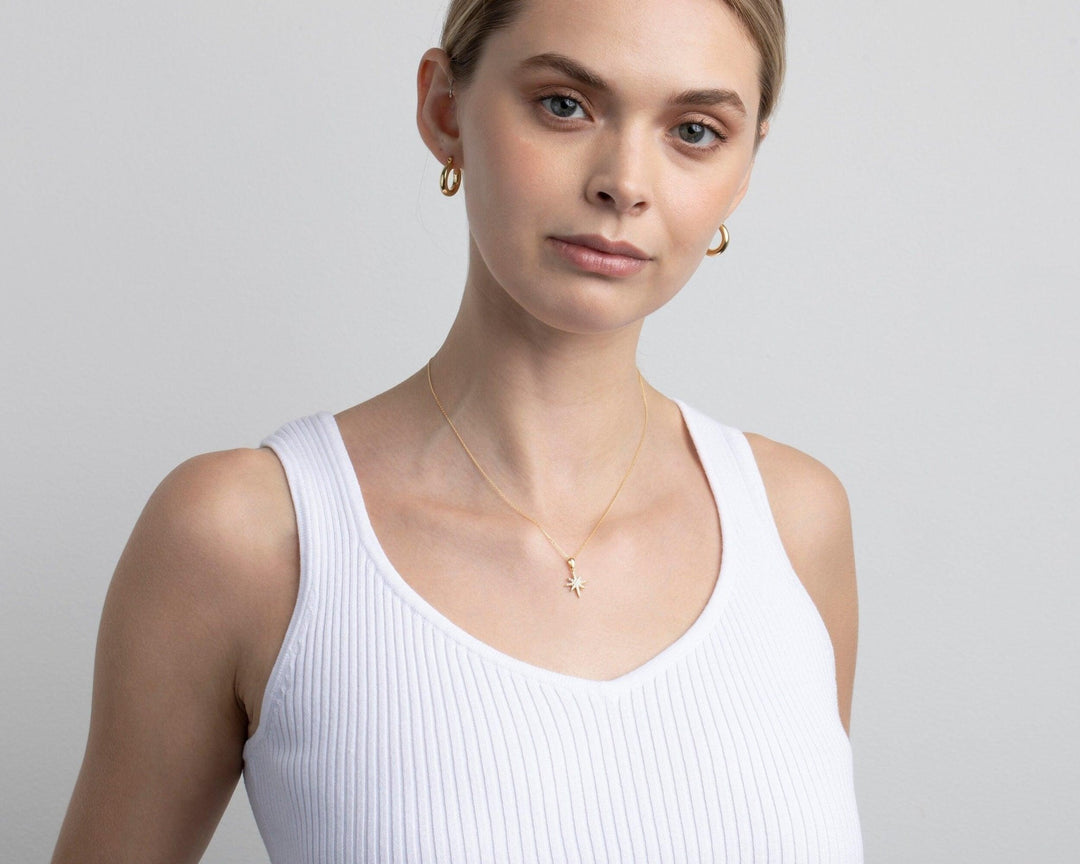 The North Star Necklace styled in 18K Gold Vermeil — elegant everyday jewelry. Tarnish-resistant.