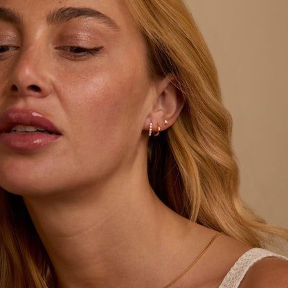 Opal Hoops Studs Earring Set as a thoughtful birthday gift in 18K Gold Vermeil with Opal. Hypoallergenic for sensitive ears.