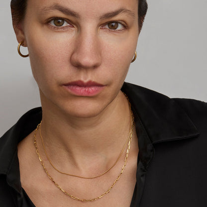 Gold chain necklace for women - paperclip link close up