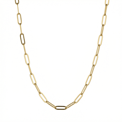 Paperclip Necklace in Gold-Plated Steel. Tarnish-resistant, perfect for daily wear.