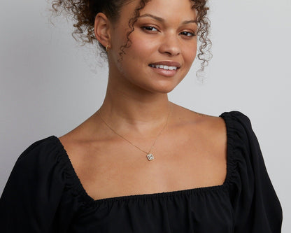The Pavé Baguette Necklace as a wedding gift in 18K Gold Vermeil. Safe for sensitive skin, made for keeping.