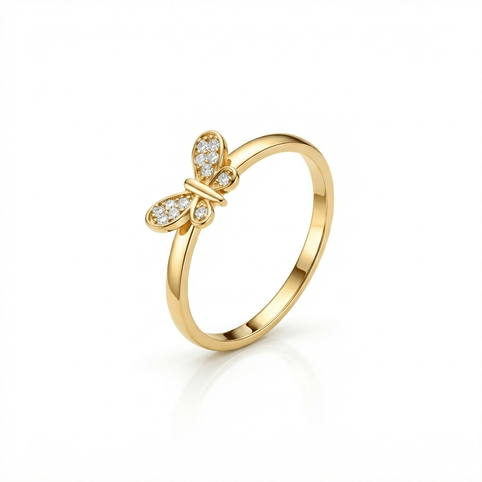 Pavé Butterfly Ring in 18K Gold Vermeil with CZ Diamond. Tarnish-resistant, perfect for daily wear.
