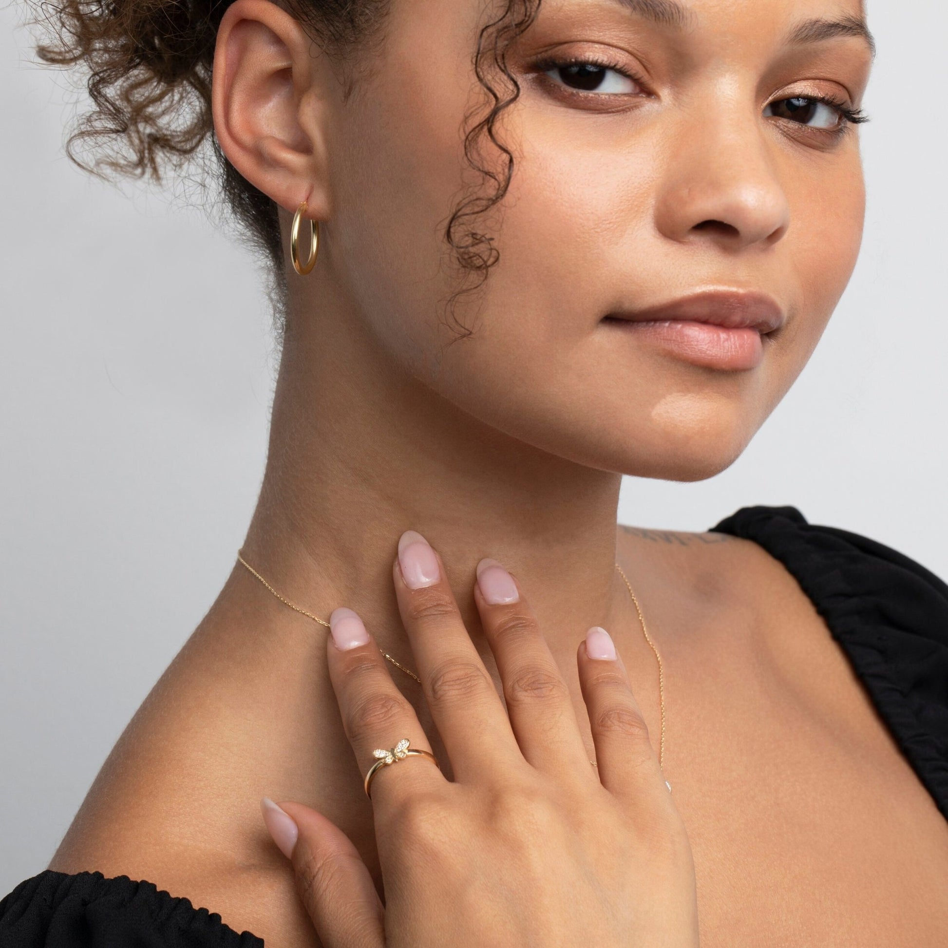 Pavé Butterfly Ring in Glamour Jewelry House gift box — 18K Gold Vermeil graduation gift. Hypoallergenic, no green marks.