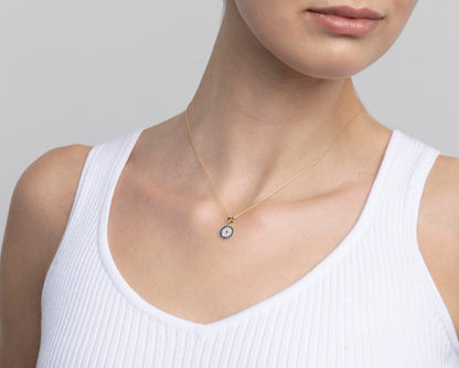 Pavé Evil Eye Necklace in Glamour Jewelry House gift box — 18K Gold Vermeil graduation gift. Hypoallergenic, no green marks.