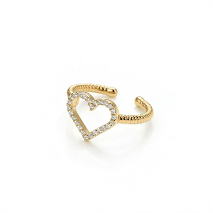 Pavé Heart Ring in 18K Gold Vermeil with CZ Diamond. Tarnish-resistant, perfect for daily wear.