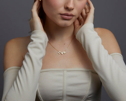 Pavé Initial Necklace as a thoughtful birthday gift in 18K Gold Vermeil with CZ Diamond. Hypoallergenic, no green marks.