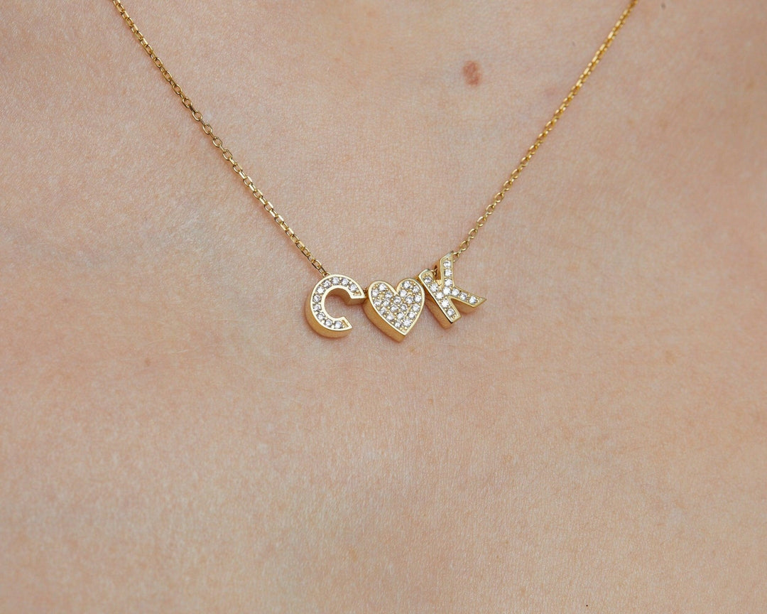 Pavé Initial Necklace in Glamour Jewelry House gift box — 18K Gold Vermeil anniversary gift. Tarnish-resistant.