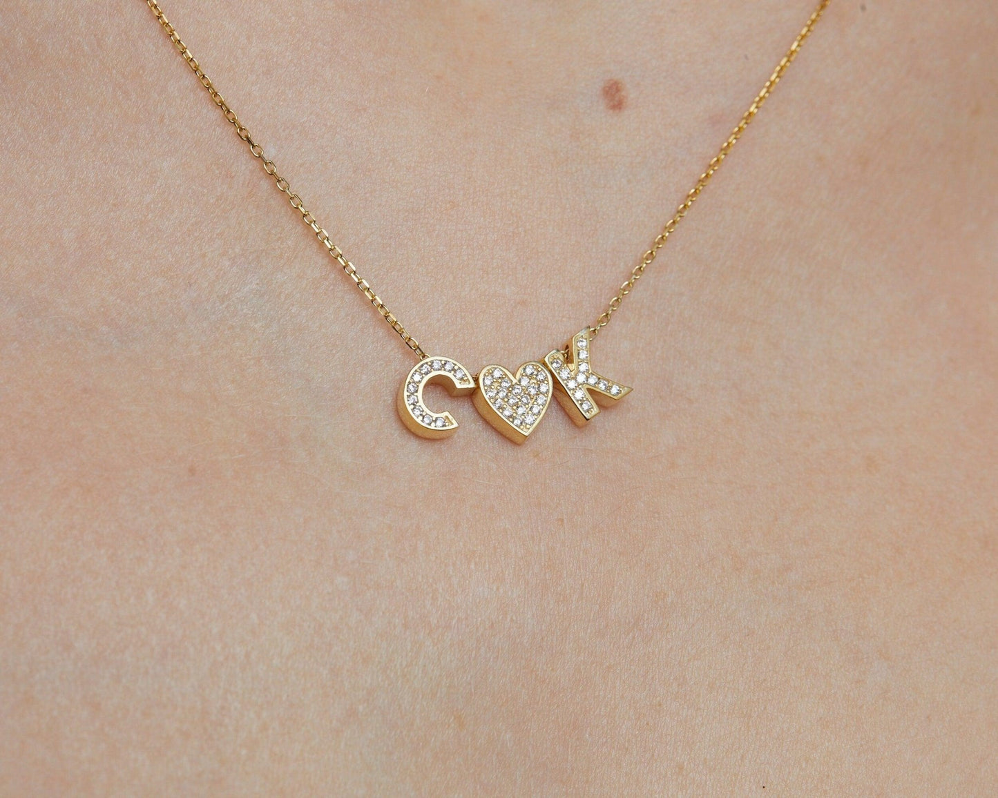 Pavé Initial Necklace in Glamour Jewelry House gift box — 18K Gold Vermeil anniversary gift. Tarnish-resistant.