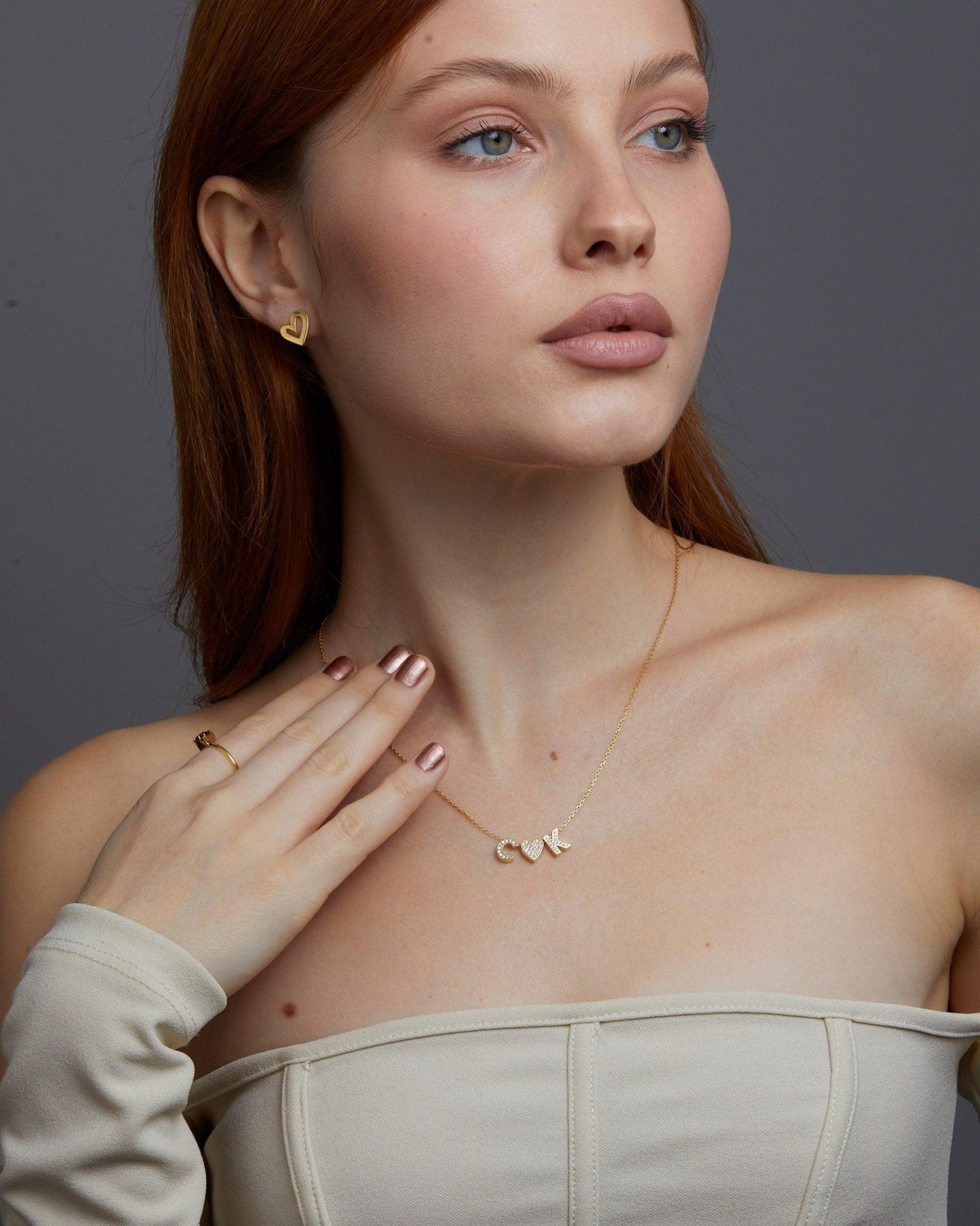 The Pavé Initial Necklace worn in 18K Gold Vermeil — refined accessory for women. Safe for sensitive skin.