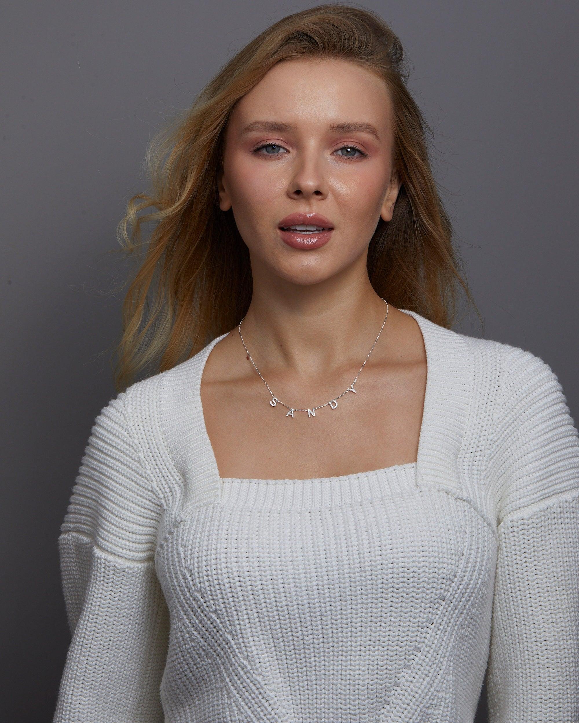 Pavé Initials Necklace in Glamour Jewelry House gift box — 18K Gold Vermeil anniversary gift. Tarnish-resistant.