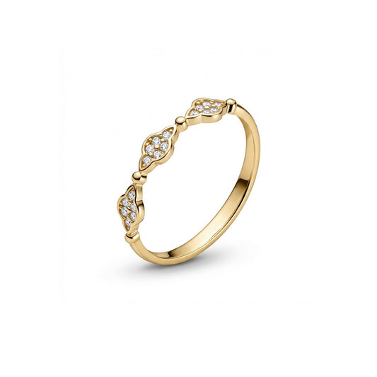 Pavé Stacking Ring in 18K Gold Vermeil with CZ Diamond. Tarnish-resistant, perfect for daily wear.