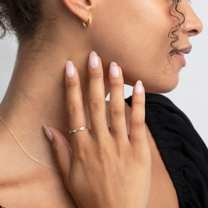 Pavé Stacking Ring in Glamour Jewelry House gift box — 18K Gold Vermeil anniversary gift. Hypoallergenic, no green marks.