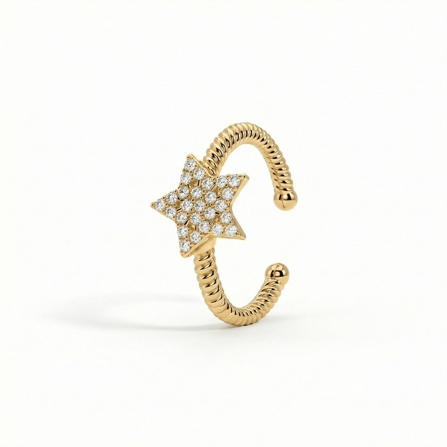 Pavé Star Adjustable Ring in 18K Gold Vermeil with CZ Diamond. Tarnish-resistant, perfect for daily wear.