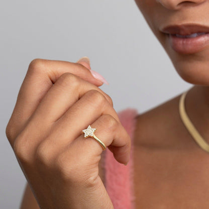 The Pavé Star Adjustable Ring as a graduation gift in 18K Gold Vermeil. Tarnish-resistant, made for keeping.