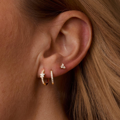 Pavé Star Earring Set styled with complementary pieces in 18K Gold Vermeil. Hypoallergenic for sensitive ears, layered looks.