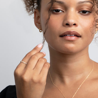 The Pavé Wave Stacking Ring as an anniversary gift in 18K Gold Vermeil. Tarnish-resistant, made for keeping.