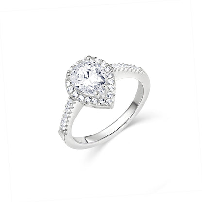 Pear Cut Diamond Engagement Ring in 18K Gold Vermeil with CZ Diamond. Tarnish-resistant, perfect for daily wear.