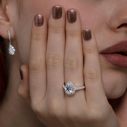 The Pear Cut Diamond Engagement Ring as an anniversary gift in 18K Gold Vermeil. Tarnish-resistant, made for keeping.