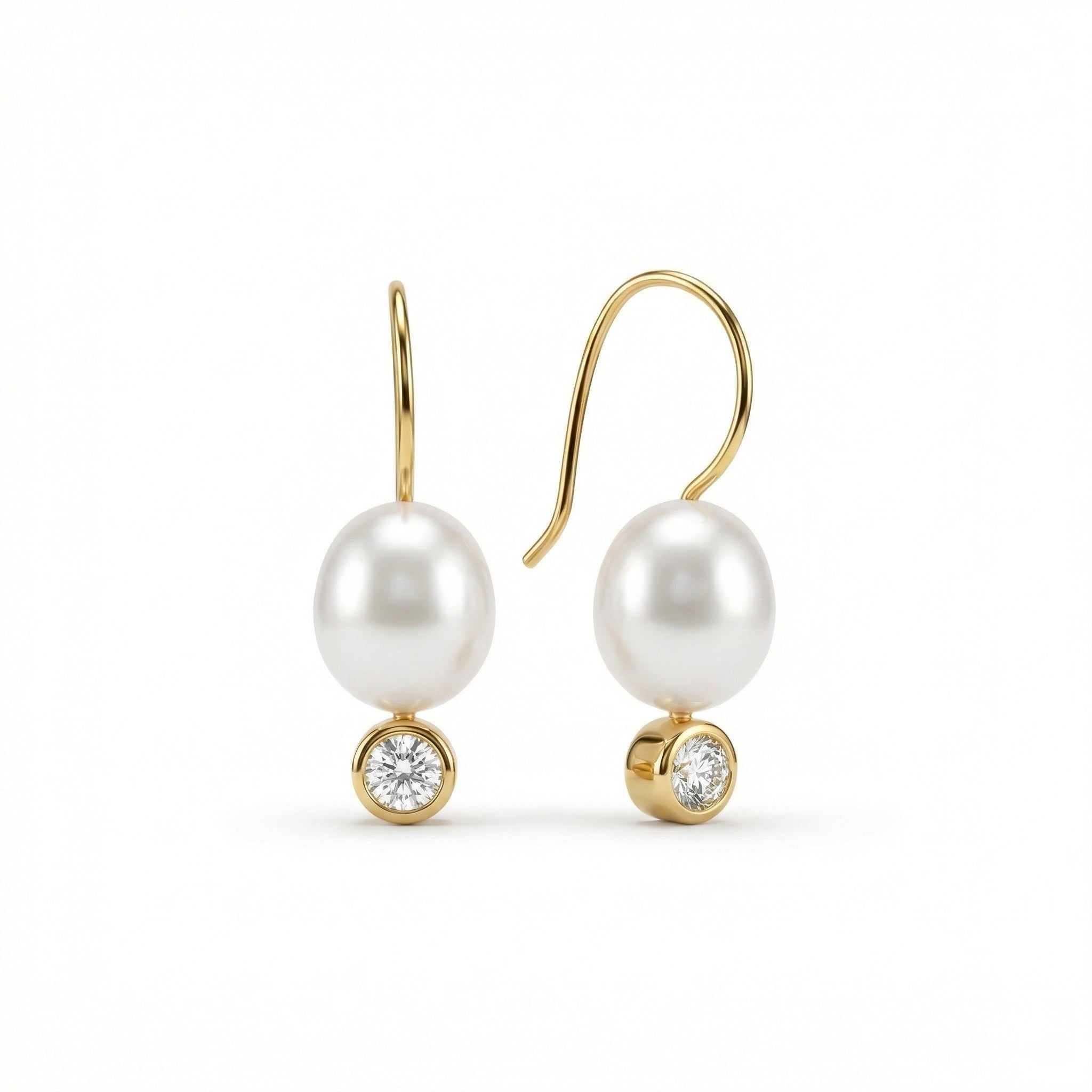 Pearl Drop Earrings in 18K Gold Vermeil with Freshwater Pearl. No green marks, perfect for daily wear.
