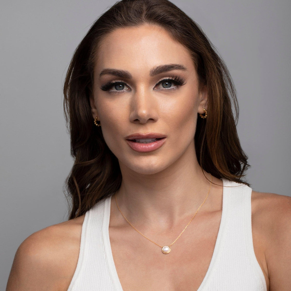 The Pearl Pendant Necklace styled in 18K Gold Vermeil — elegant everyday jewelry. Hypoallergenic, no green marks.