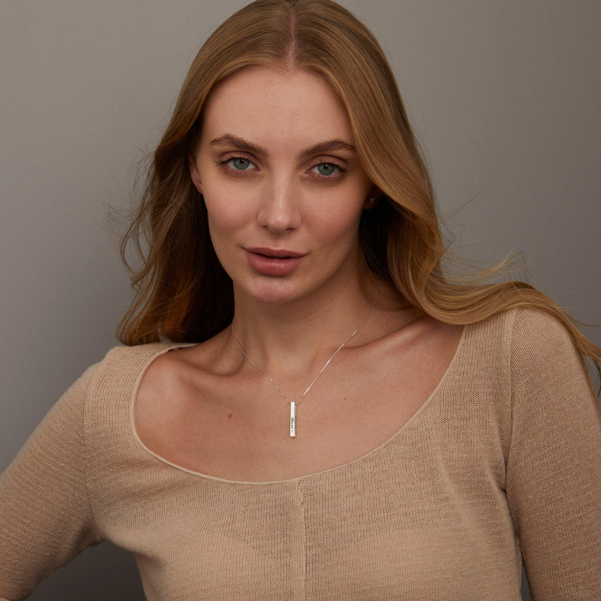 The Personalized Bar Name Necklace with Birthstone styled in 18K Gold Vermeil — elegant everyday jewelry. Hypoallergenic.