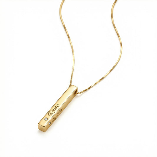 Personalized Bar Name Necklace with Birthstone in 18K Gold Vermeil with Birthstone. Tarnish-resistant, perfect for daily.