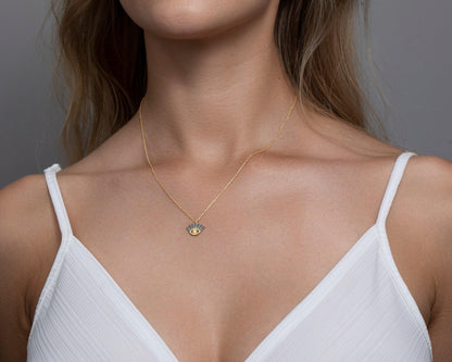 The Personalized Evil Eye Necklace as an anniversary gift in 18K Gold Vermeil. Safe for sensitive skin, made for keeping.
