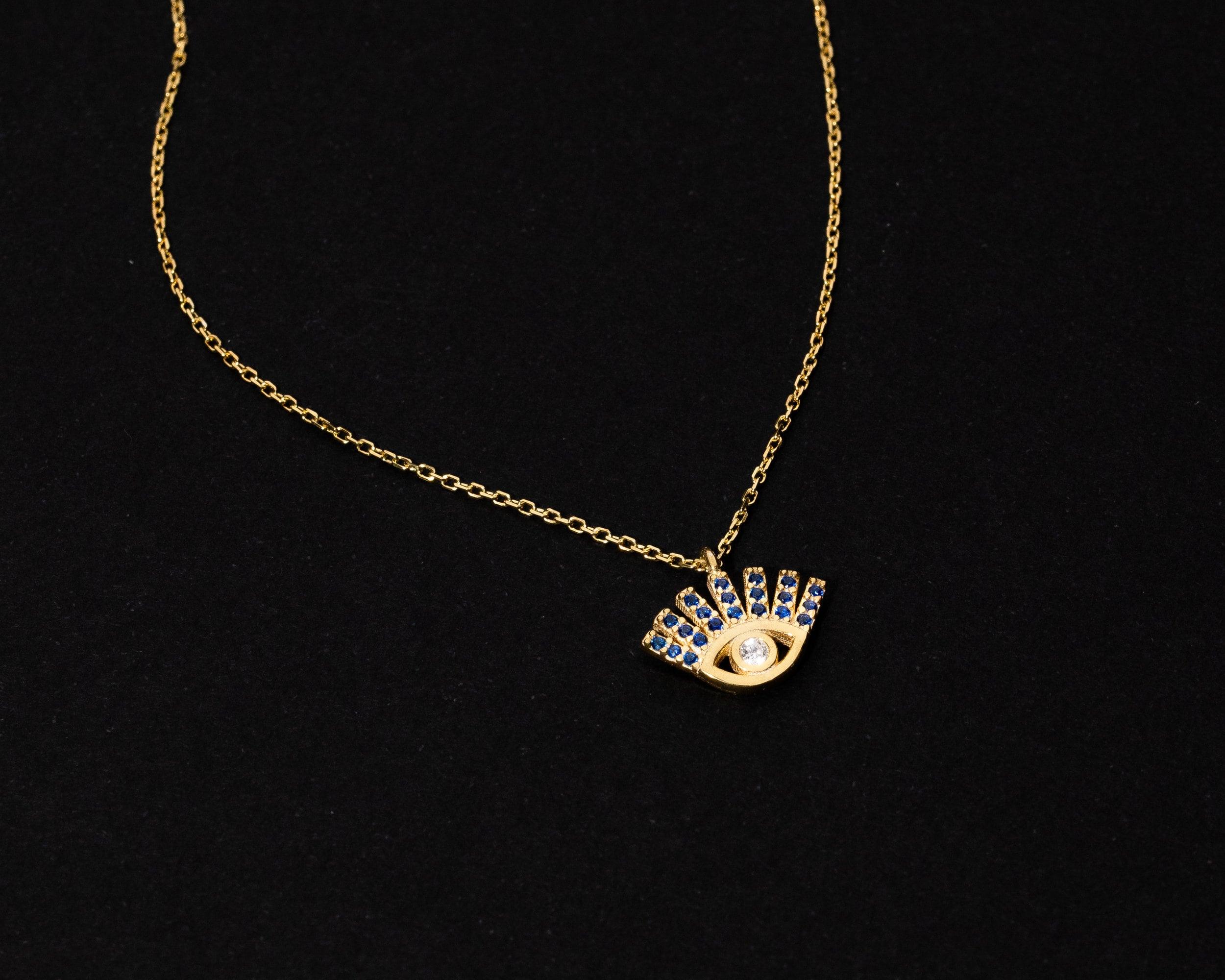The Personalized Evil Eye Necklace styled in 18K Gold Vermeil — elegant everyday jewelry. Hypoallergenic, no green marks.